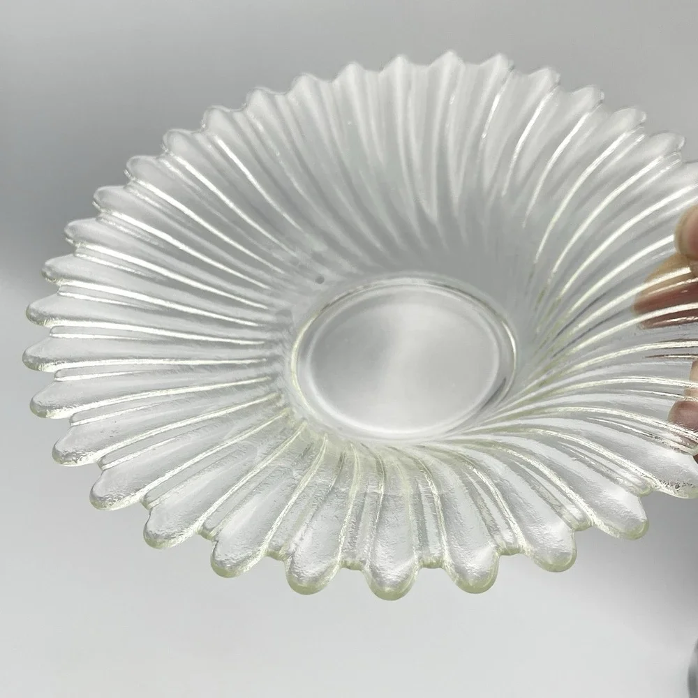 Vintage‎ Clear Swirl Glass Votive Candle Holders Set of 2 5.75